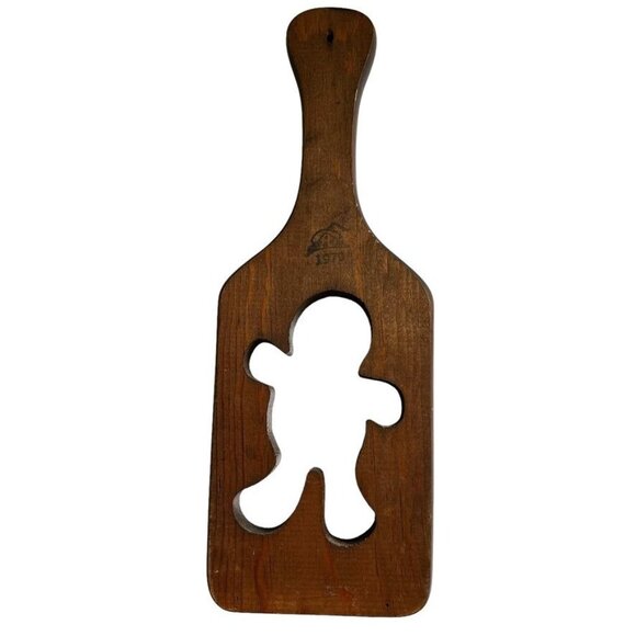Vintage Wooden Butter Paddle Gingerbread Man Cutout 1979 Wall Decor 12" - Picture 7 of 10